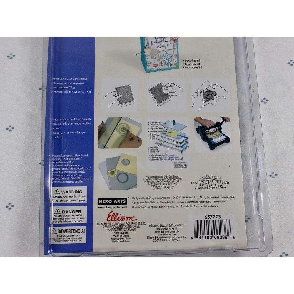 SIZZIX Hero Arts Stamp & Die Cut Set Flowers‎ Butterflies Cling Rubber Framelits